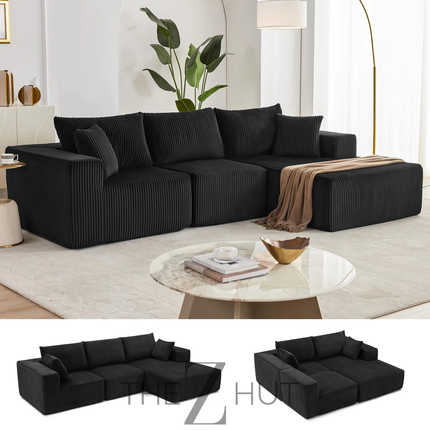 108” Modular Sectional Sofa, Cloud Sectional Couch with Deep Seat, Modern Modular L-Shape Sofa Couch with Chaise,Upholstered Couches for Living Room Bedroom (Beige, Left Facing Chaise) THE Z HUT