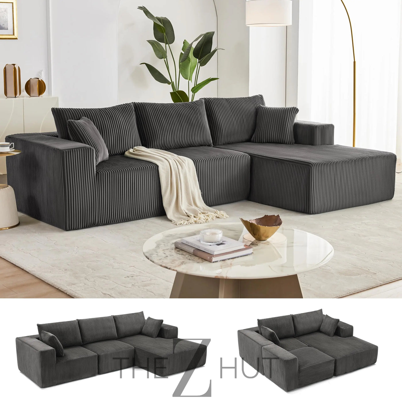 108” Modular Sectional Sofa, Cloud Sectional Couch with Deep Seat, Modern Modular L-Shape Sofa Couch with Chaise,Upholstered Couches for Living Room Bedroom (Beige, Left Facing Chaise) THE Z HUT