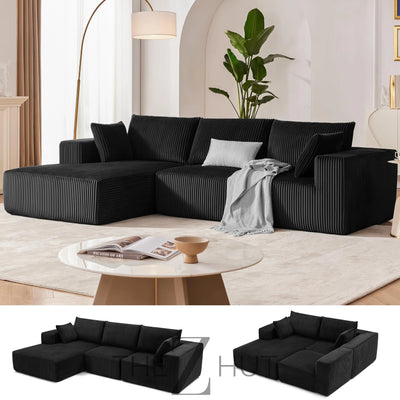 108” Modular Sectional Sofa, Cloud Sectional Couch with Deep Seat, Modern Modular L-Shape Sofa Couch with Chaise,Upholstered Couches for Living Room Bedroom (Beige, Left Facing Chaise) THE Z HUT