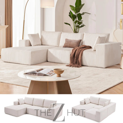 108” Modular Sectional Sofa, Cloud Sectional Couch with Deep Seat, Modern Modular L-Shape Sofa Couch with Chaise,Upholstered Couches for Living Room Bedroom (Beige, Left Facing Chaise) THE Z HUT