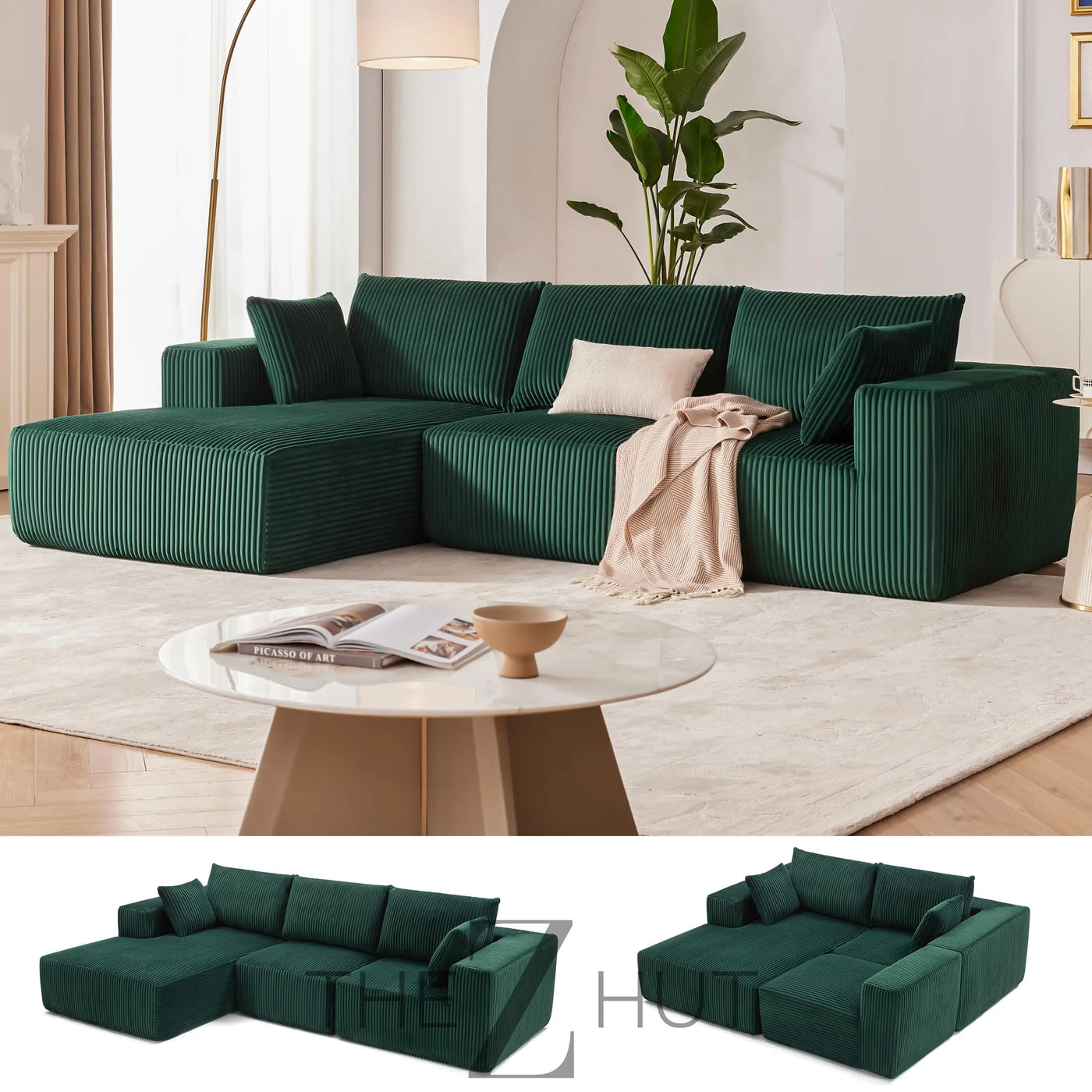 108” Modular Sectional Sofa, Cloud Sectional Couch with Deep Seat, Modern Modular L-Shape Sofa Couch with Chaise,Upholstered Couches for Living Room Bedroom (Beige, Left Facing Chaise) THE Z HUT