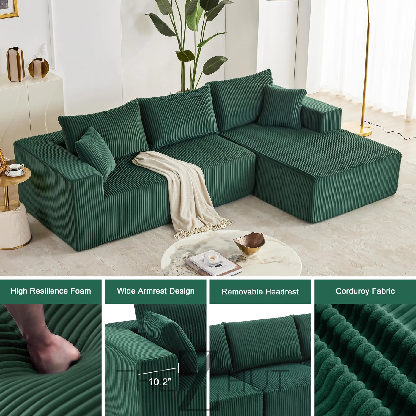 108” Modular Sectional Sofa, Cloud Sectional Couch with Deep Seat, Modern Modular L-Shape Sofa Couch with Chaise,Upholstered Couches for Living Room Bedroom (Beige, Left Facing Chaise) THE Z HUT