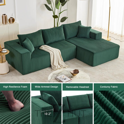 108” Modular Sectional Sofa, Cloud Sectional Couch with Deep Seat, Modern Modular L-Shape Sofa Couch with Chaise,Upholstered Couches for Living Room Bedroom (Beige, Left Facing Chaise) THE Z HUT