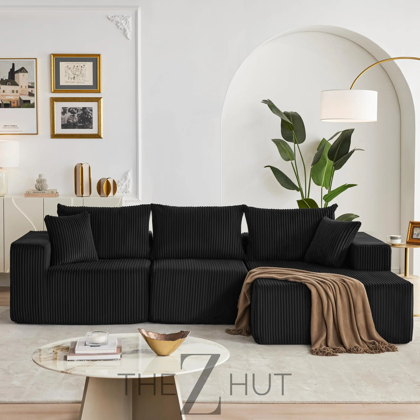 108” Modular Sectional Sofa, Cloud Sectional Couch with Deep Seat, Modern Modular L-Shape Sofa Couch with Chaise,Upholstered Couches for Living Room Bedroom (Beige, Left Facing Chaise) THE Z HUT