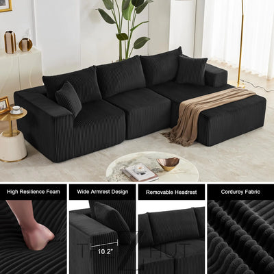 108” Modular Sectional Sofa, Cloud Sectional Couch with Deep Seat, Modern Modular L-Shape Sofa Couch with Chaise,Upholstered Couches for Living Room Bedroom (Beige, Left Facing Chaise) THE Z HUT