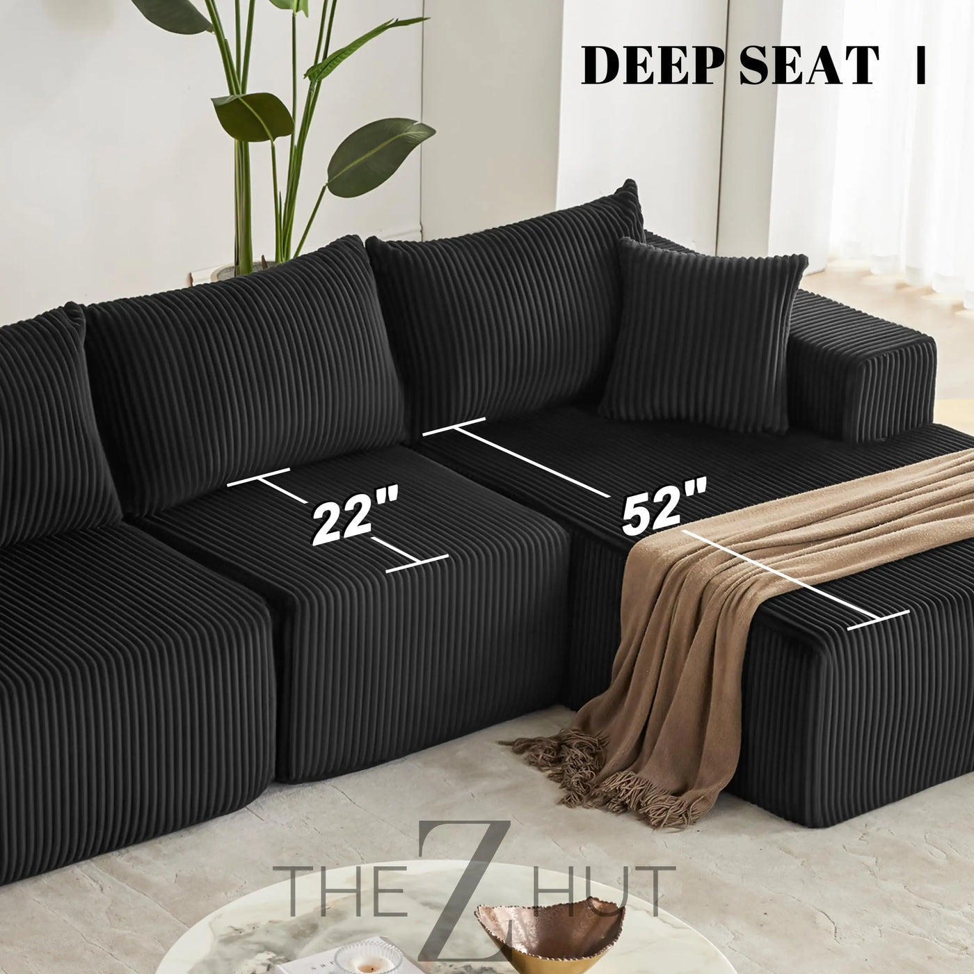 108” Modular Sectional Sofa, Cloud Sectional Couch with Deep Seat, Modern Modular L-Shape Sofa Couch with Chaise,Upholstered Couches for Living Room Bedroom (Beige, Left Facing Chaise) THE Z HUT