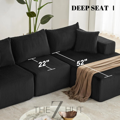 108” Modular Sectional Sofa, Cloud Sectional Couch with Deep Seat, Modern Modular L-Shape Sofa Couch with Chaise,Upholstered Couches for Living Room Bedroom (Beige, Left Facing Chaise) THE Z HUT
