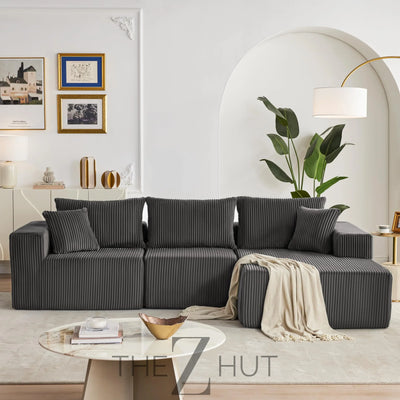 108” Modular Sectional Sofa, Cloud Sectional Couch with Deep Seat, Modern Modular L-Shape Sofa Couch with Chaise,Upholstered Couches for Living Room Bedroom (Beige, Left Facing Chaise) THE Z HUT