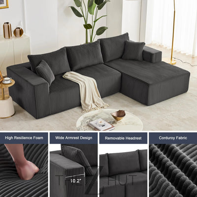 108” Modular Sectional Sofa, Cloud Sectional Couch with Deep Seat, Modern Modular L-Shape Sofa Couch with Chaise,Upholstered Couches for Living Room Bedroom (Beige, Left Facing Chaise) THE Z HUT