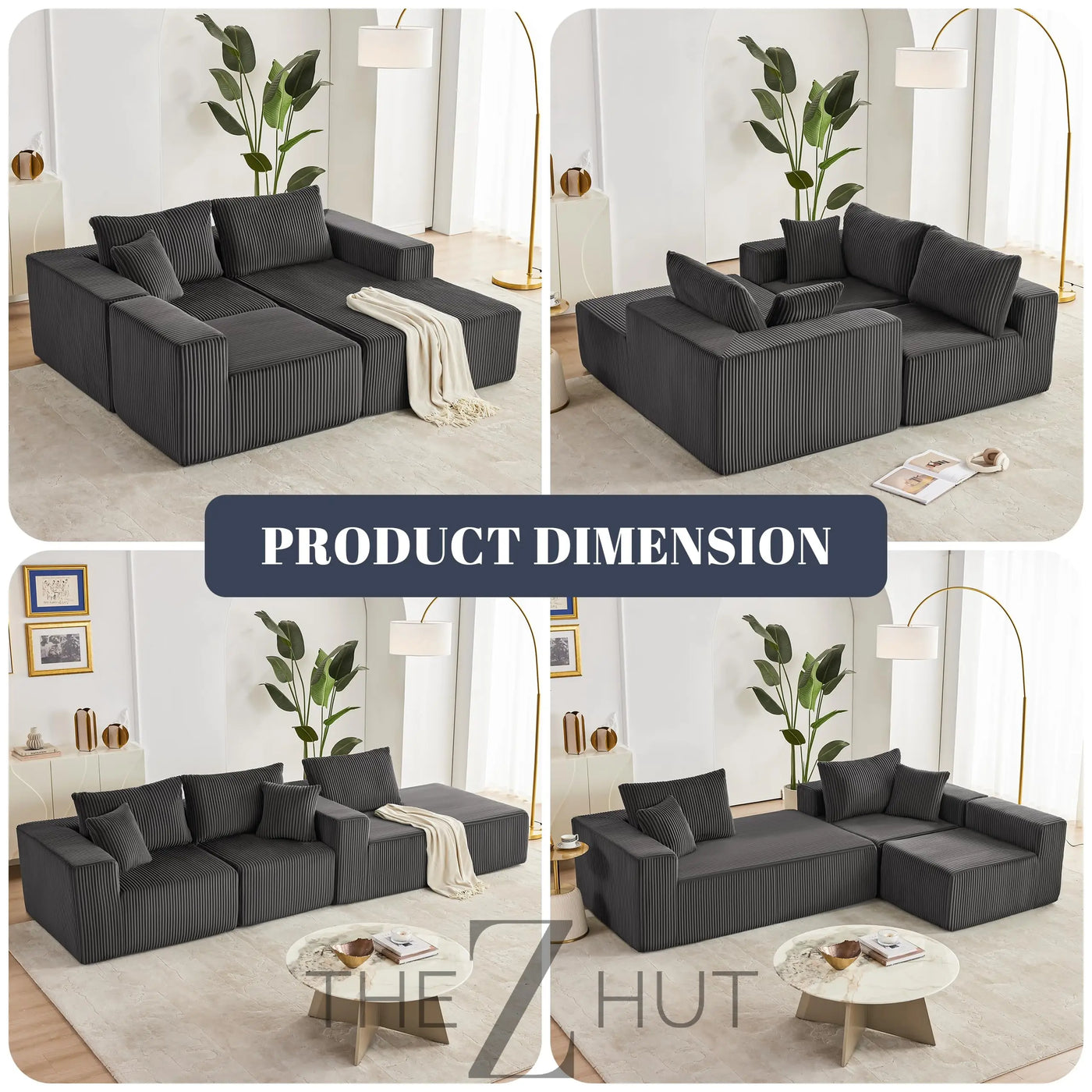 108” Modular Sectional Sofa, Cloud Sectional Couch with Deep Seat, Modern Modular L-Shape Sofa Couch with Chaise,Upholstered Couches for Living Room Bedroom (Beige, Left Facing Chaise) THE Z HUT