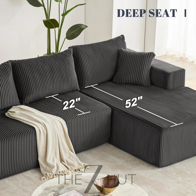 108” Modular Sectional Sofa, Cloud Sectional Couch with Deep Seat, Modern Modular L-Shape Sofa Couch with Chaise,Upholstered Couches for Living Room Bedroom (Beige, Left Facing Chaise) THE Z HUT