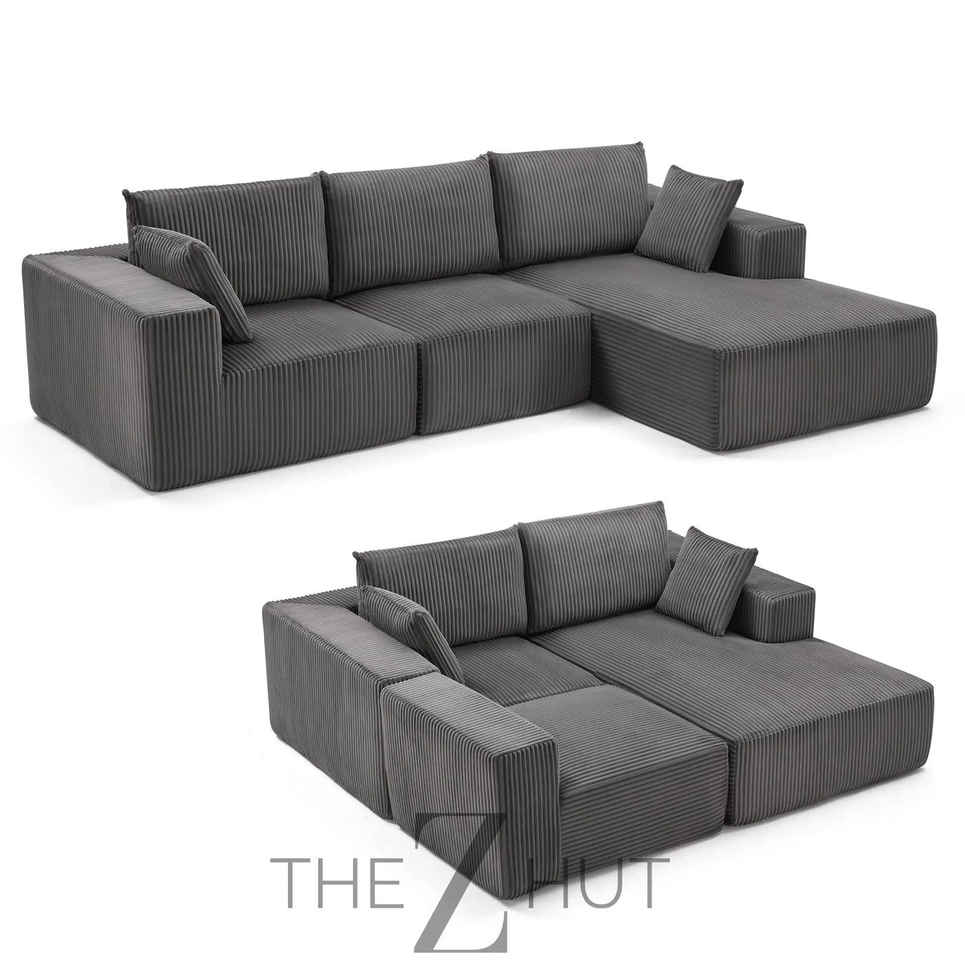 108” Modular Sectional Sofa, Cloud Sectional Couch with Deep Seat, Modern Modular L-Shape Sofa Couch with Chaise,Upholstered Couches for Living Room Bedroom (Beige, Left Facing Chaise) THE Z HUT