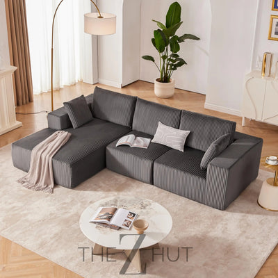 108” Modular Sectional Sofa, Cloud Sectional Couch with Deep Seat, Modern Modular L-Shape Sofa Couch with Chaise,Upholstered Couches for Living Room Bedroom (Beige, Left Facing Chaise) THE Z HUT