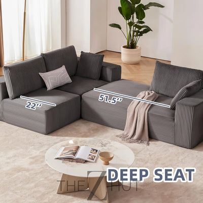 108” Modular Sectional Sofa, Cloud Sectional Couch with Deep Seat, Modern Modular L-Shape Sofa Couch with Chaise,Upholstered Couches for Living Room Bedroom (Beige, Left Facing Chaise) THE Z HUT