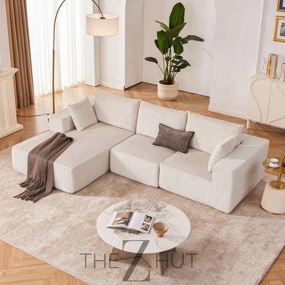 108” Modular Sectional Sofa, Cloud Sectional Couch with Deep Seat, Modern Modular L-Shape Sofa Couch with Chaise,Upholstered Couches for Living Room Bedroom (Beige, Left Facing Chaise) THE Z HUT