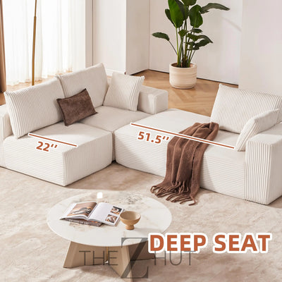 108” Modular Sectional Sofa, Cloud Sectional Couch with Deep Seat, Modern Modular L-Shape Sofa Couch with Chaise,Upholstered Couches for Living Room Bedroom (Beige, Left Facing Chaise) THE Z HUT