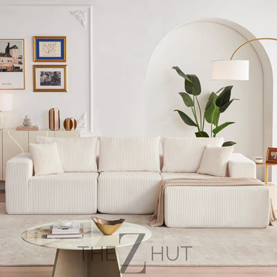 108” Modular Sectional Sofa, Cloud Sectional Couch with Deep Seat, Modern Modular L-Shape Sofa Couch with Chaise,Upholstered Couches for Living Room Bedroom (Beige, Left Facing Chaise) THE Z HUT