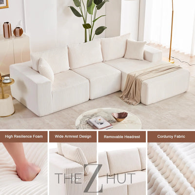 108” Modular Sectional Sofa, Cloud Sectional Couch with Deep Seat, Modern Modular L-Shape Sofa Couch with Chaise,Upholstered Couches for Living Room Bedroom (Beige, Left Facing Chaise) THE Z HUT
