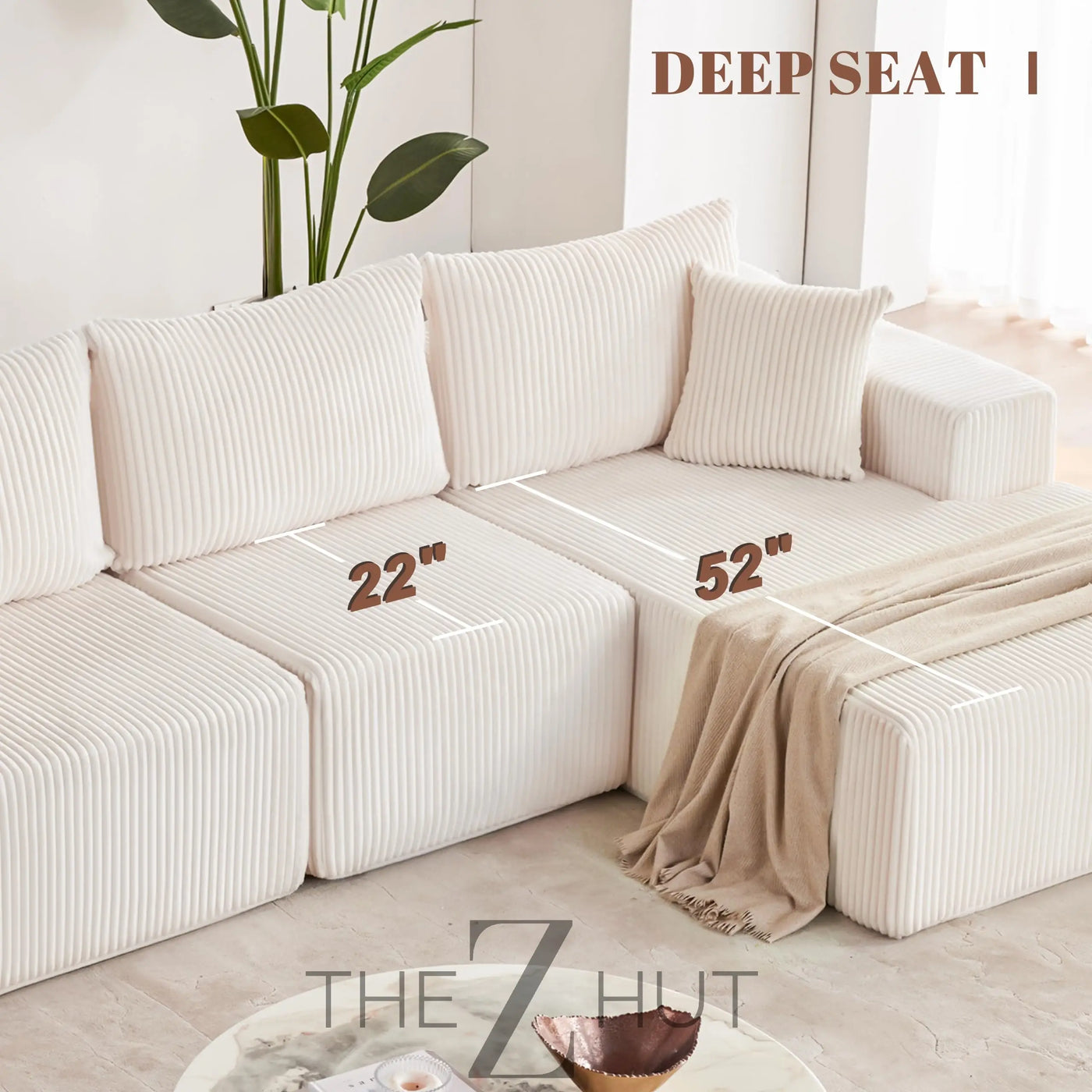 108” Modular Sectional Sofa, Cloud Sectional Couch with Deep Seat, Modern Modular L-Shape Sofa Couch with Chaise,Upholstered Couches for Living Room Bedroom (Beige, Left Facing Chaise) THE Z HUT