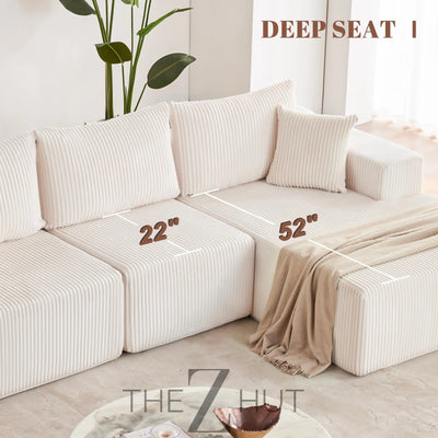 108” Modular Sectional Sofa, Cloud Sectional Couch with Deep Seat, Modern Modular L-Shape Sofa Couch with Chaise,Upholstered Couches for Living Room Bedroom (Beige, Left Facing Chaise) THE Z HUT