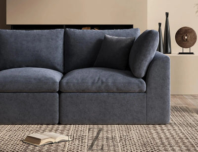 110" Cloud Sectional Couches for Living Room, Convertible L-Shape Couch with Ottoman, 3 Seater Modular Sectional Sofa, Warm White THE Z HUT