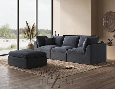 110" Cloud Sectional Couches for Living Room, Convertible L-Shape Couch with Ottoman, 3 Seater Modular Sectional Sofa, Warm White THE Z HUT