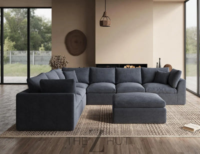 110" Cloud Sectional Couches for Living Room, Convertible L-Shape Couch with Ottoman, 3 Seater Modular Sectional Sofa, Warm White THE Z HUT