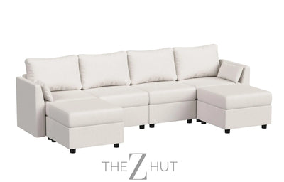 114.17" Modular Sectional Sofa, 6 Seat Modular Couch with Storage, Memory Foam, Convertible Sectional Couches for Living Room, U Shaped Comfy Modular Sofa with Chaise, Beige THE Z HUT