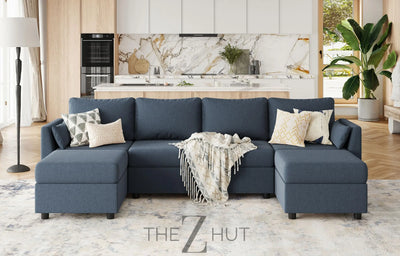 114.17" Modular Sectional Sofa, 6 Seat Modular Couch with Storage, Memory Foam, Convertible Sectional Couches for Living Room, U Shaped Comfy Modular Sofa with Chaise, Beige THE Z HUT