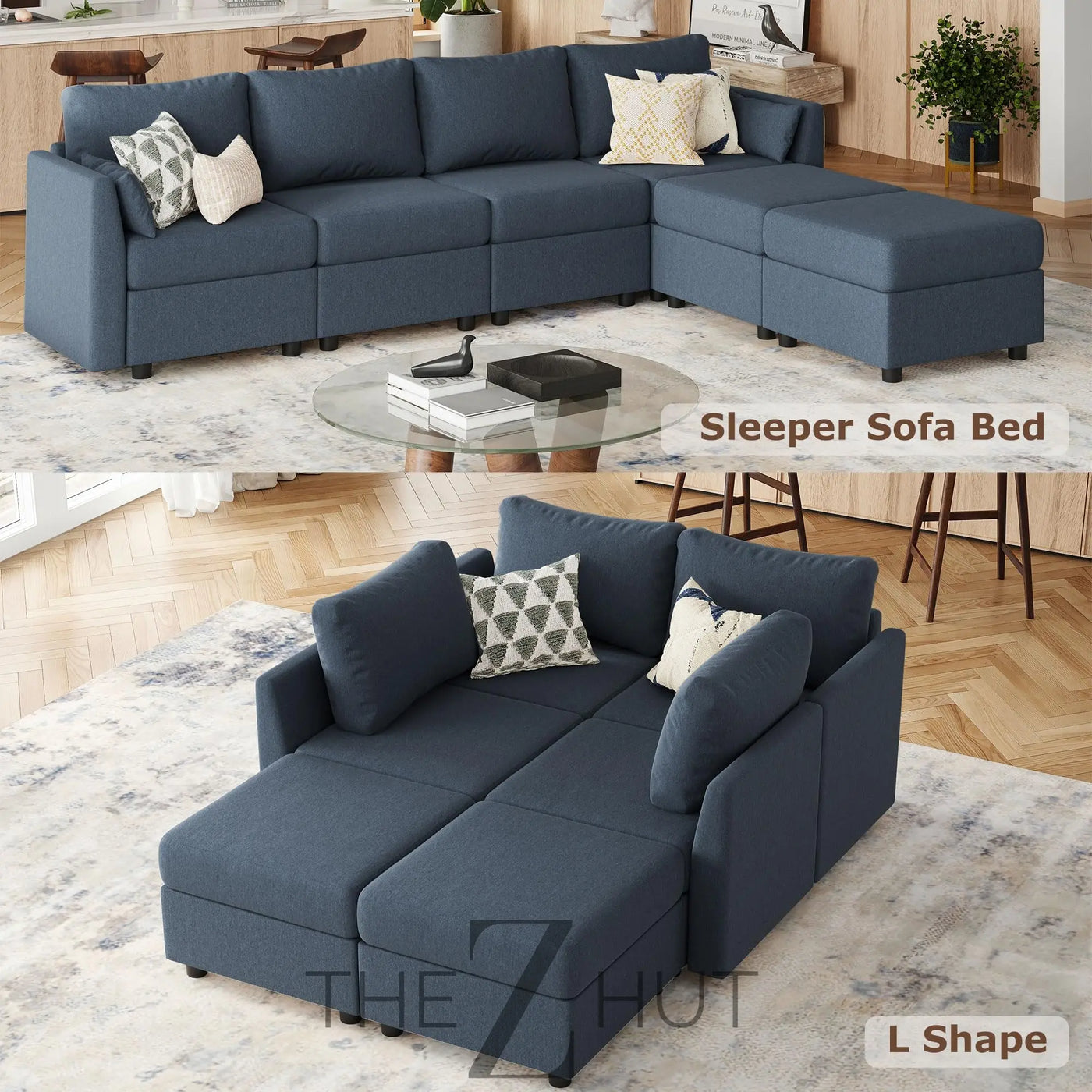 114.17" Modular Sectional Sofa, 6 Seat Modular Couch with Storage, Memory Foam, Convertible Sectional Couches for Living Room, U Shaped Comfy Modular Sofa with Chaise, Beige THE Z HUT