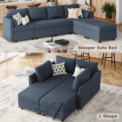 114.17" Modular Sectional Sofa, 6 Seat Modular Couch with Storage, Memory Foam, Convertible Sectional Couches for Living Room, U Shaped Comfy Modular Sofa with Chaise, Beige THE Z HUT