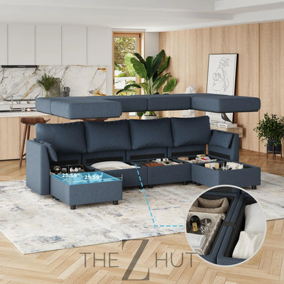 114.17" Modular Sectional Sofa, 6 Seat Modular Couch with Storage, Memory Foam, Convertible Sectional Couches for Living Room, U Shaped Comfy Modular Sofa with Chaise, Beige THE Z HUT