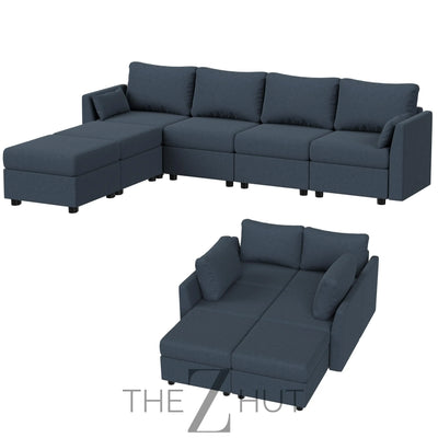 114.17" Modular Sectional Sofa, 6 Seat Modular Couch with Storage, Memory Foam, Convertible Sectional Couches for Living Room, U Shaped Comfy Modular Sofa with Chaise, Beige THE Z HUT