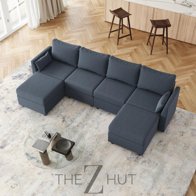 114.17" Modular Sectional Sofa, 6 Seat Modular Couch with Storage, Memory Foam, Convertible Sectional Couches for Living Room, U Shaped Comfy Modular Sofa with Chaise, Beige THE Z HUT