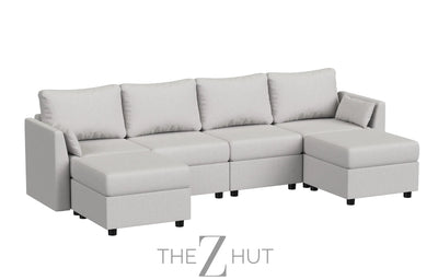 114.17" Modular Sectional Sofa, 6 Seat Modular Couch with Storage, Memory Foam, Convertible Sectional Couches for Living Room, U Shaped Comfy Modular Sofa with Chaise, Beige THE Z HUT