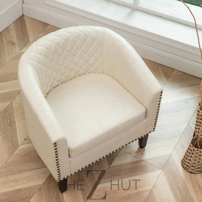 29" W Faux Leather Barrel Chairs Set of 2, Modern PU Upholstered Tufted Club Chairs with Nailhead Trim, Small Armchairs Accent Chairs for Living Room Bedroom Apartment Lounge Nursery, Green THE Z HUT