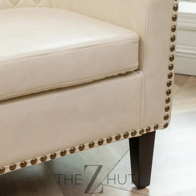 29" W Faux Leather Barrel Chairs Set of 2, Modern PU Upholstered Tufted Club Chairs with Nailhead Trim, Small Armchairs Accent Chairs for Living Room Bedroom Apartment Lounge Nursery, Green THE Z HUT