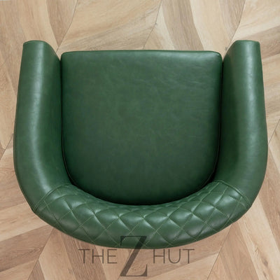 29" W Faux Leather Barrel Chairs Set of 2, Modern PU Upholstered Tufted Club Chairs with Nailhead Trim, Small Armchairs Accent Chairs for Living Room Bedroom Apartment Lounge Nursery, Green THE Z HUT