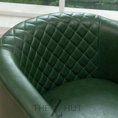 29" W Faux Leather Barrel Chairs Set of 2, Modern PU Upholstered Tufted Club Chairs with Nailhead Trim, Small Armchairs Accent Chairs for Living Room Bedroom Apartment Lounge Nursery, Green THE Z HUT
