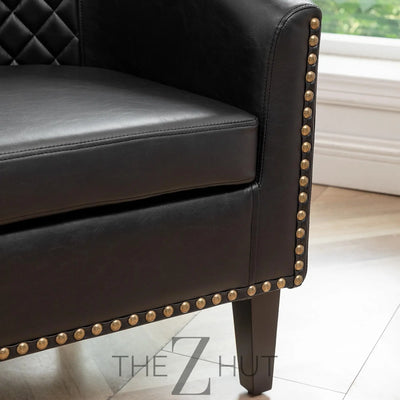 29" W Faux Leather Barrel Chairs Set of 2, Modern PU Upholstered Tufted Club Chairs with Nailhead Trim, Small Armchairs Accent Chairs for Living Room Bedroom Apartment Lounge Nursery, Green THE Z HUT
