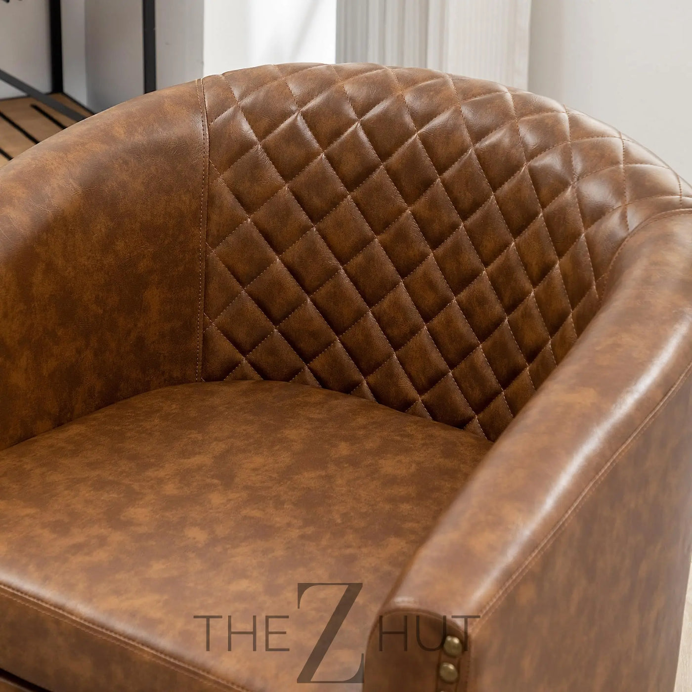 29" W Faux Leather Barrel Chairs Set of 2, Modern PU Upholstered Tufted Club Chairs with Nailhead Trim, Small Armchairs Accent Chairs for Living Room Bedroom Apartment Lounge Nursery, Green THE Z HUT