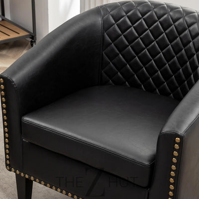 29" W Faux Leather Barrel Chairs Set of 2, Modern PU Upholstered Tufted Club Chairs with Nailhead Trim, Small Armchairs Accent Chairs for Living Room Bedroom Apartment Lounge Nursery, Green THE Z HUT