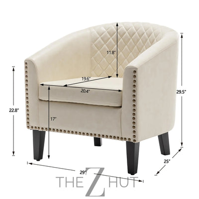 29" W Faux Leather Barrel Chairs Set of 2, Modern PU Upholstered Tufted Club Chairs with Nailhead Trim, Small Armchairs Accent Chairs for Living Room Bedroom Apartment Lounge Nursery, Green THE Z HUT