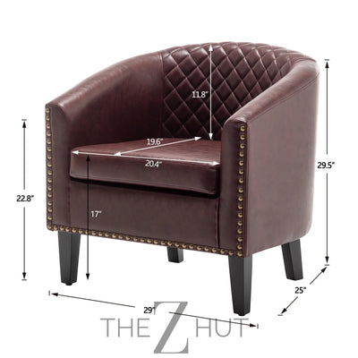 29" W Faux Leather Barrel Chairs Set of 2, Modern PU Upholstered Tufted Club Chairs with Nailhead Trim, Small Armchairs Accent Chairs for Living Room Bedroom Apartment Lounge Nursery, Green THE Z HUT