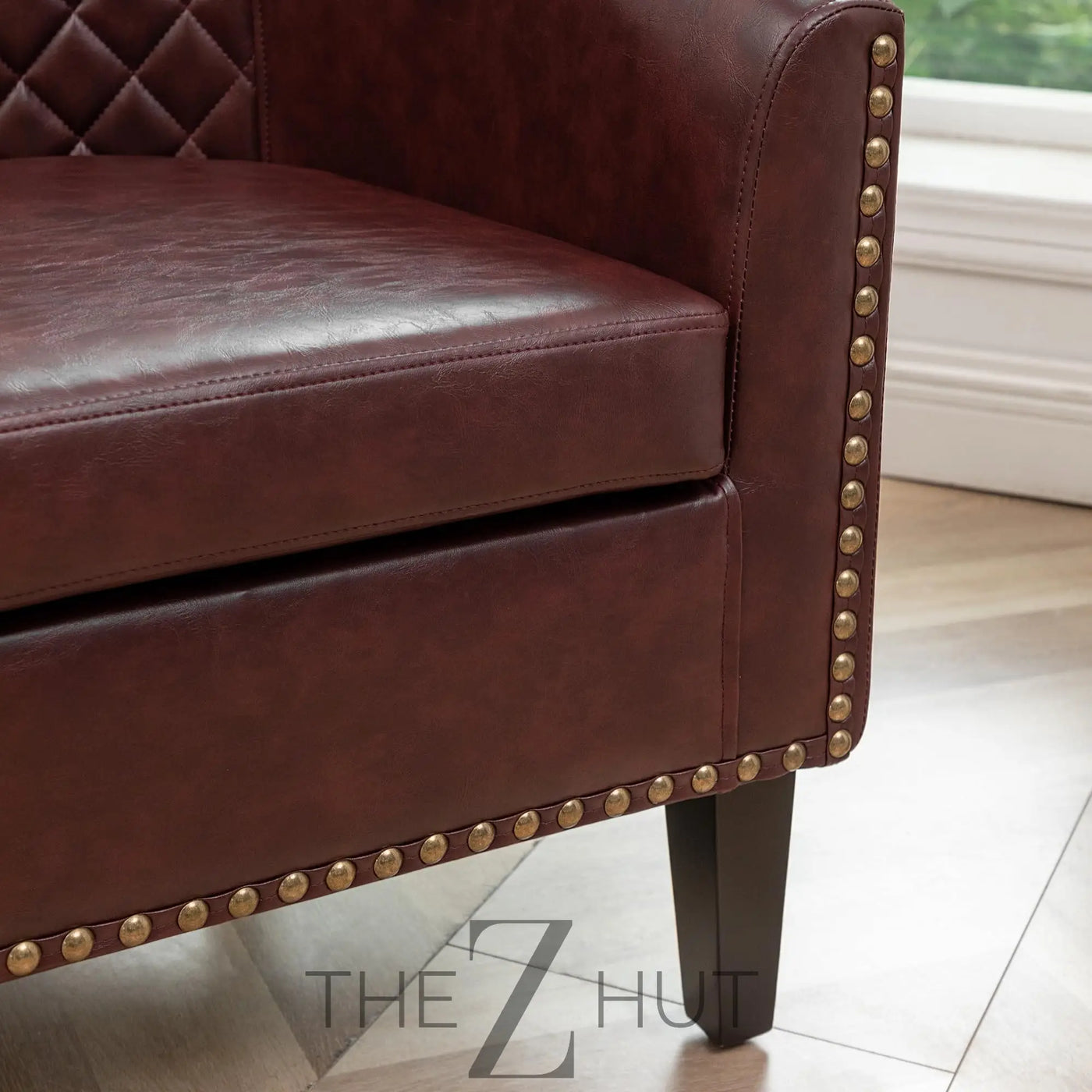 29" W Faux Leather Barrel Chairs Set of 2, Modern PU Upholstered Tufted Club Chairs with Nailhead Trim, Small Armchairs Accent Chairs for Living Room Bedroom Apartment Lounge Nursery, Green THE Z HUT
