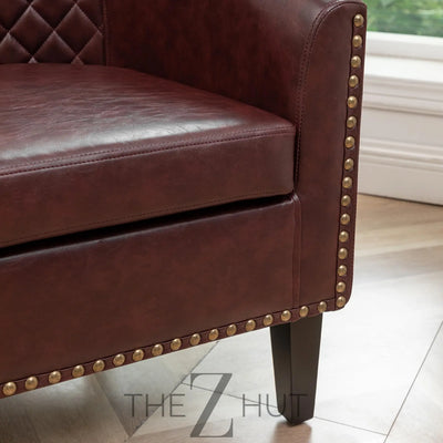 29" W Faux Leather Barrel Chairs Set of 2, Modern PU Upholstered Tufted Club Chairs with Nailhead Trim, Small Armchairs Accent Chairs for Living Room Bedroom Apartment Lounge Nursery, Green THE Z HUT