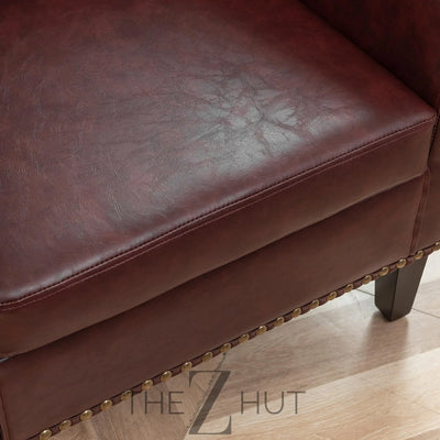29" W Faux Leather Barrel Chairs Set of 2, Modern PU Upholstered Tufted Club Chairs with Nailhead Trim, Small Armchairs Accent Chairs for Living Room Bedroom Apartment Lounge Nursery, Green THE Z HUT