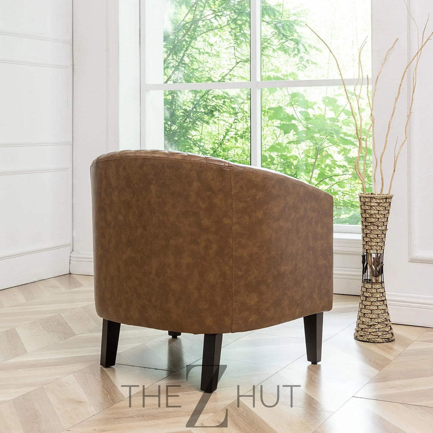 29" W Faux Leather Barrel Chairs Set of 2, Modern PU Upholstered Tufted Club Chairs with Nailhead Trim, Small Armchairs Accent Chairs for Living Room Bedroom Apartment Lounge Nursery, Green THE Z HUT