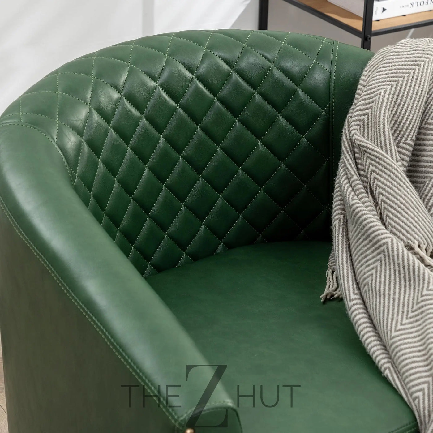 29" W Faux Leather Barrel Chairs Set of 2, Modern PU Upholstered Tufted Club Chairs with Nailhead Trim, Small Armchairs Accent Chairs for Living Room Bedroom Apartment Lounge Nursery, Green THE Z HUT