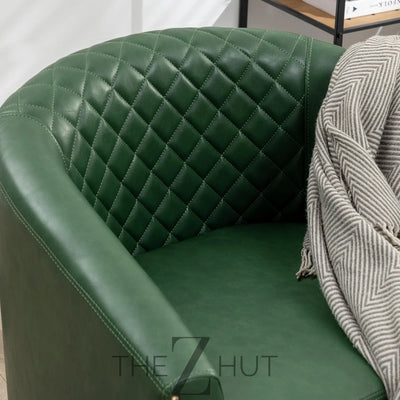 29" W Faux Leather Barrel Chairs Set of 2, Modern PU Upholstered Tufted Club Chairs with Nailhead Trim, Small Armchairs Accent Chairs for Living Room Bedroom Apartment Lounge Nursery, Green THE Z HUT